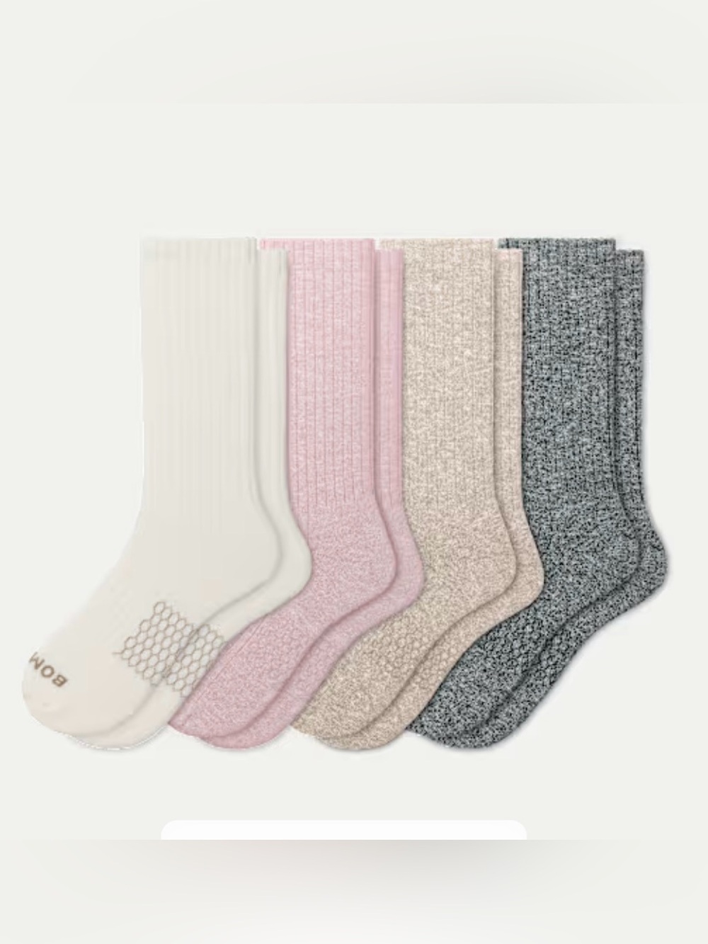 Bombas 4-Pack Calf Crew Socks Mauve Taupe Mix- Size Medium